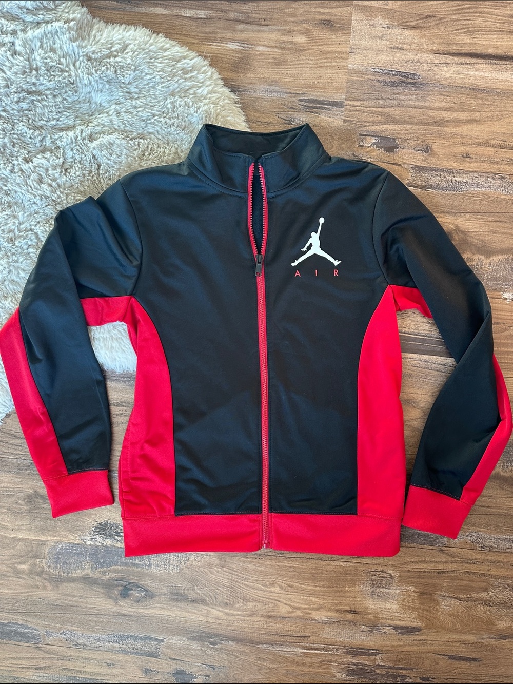 Jordan Black and Red Full-Zip Track Jacket for Kids